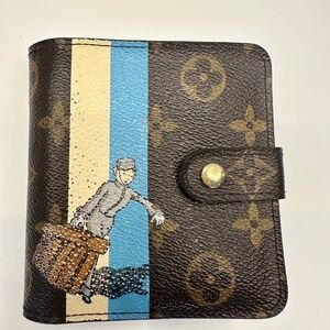 LOUIS VUITTON Monogram Groom Compact Zip Wallet Blue